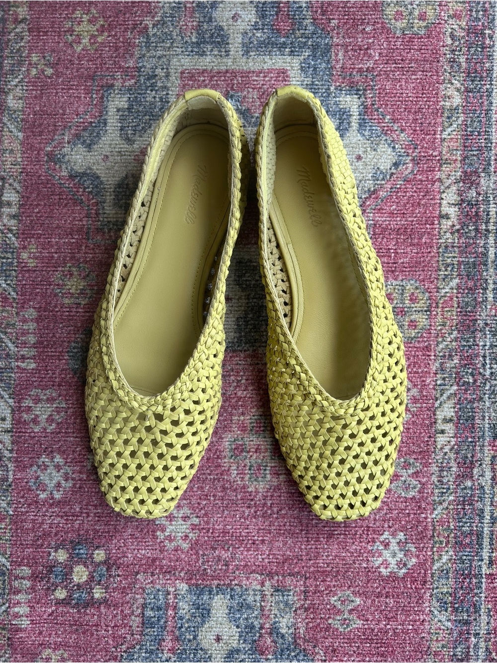 Madewell The Mylie Woven Ballet Flats Yellow Leather Sz (Runs Large) - Picture 3 of 10